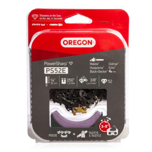 Oregon 14" PowerSharp 3/8″ Low Profile .050″ (1.3mm) Chainsaw Chain (52DL) + Stone PS52E (for Husqvarna)
