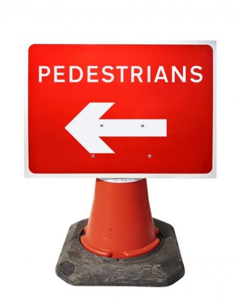 Quazar Pedestrian Arrow Left Cone Sign Universal Fit