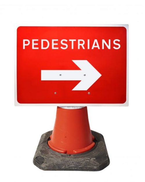 Quazar Pedestrian Arrow Right Cone Sign Universal Fit