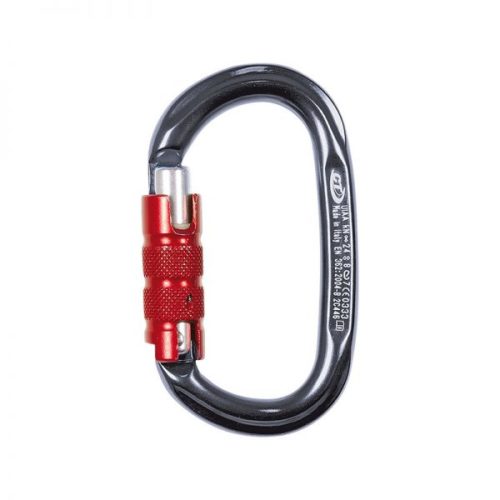 Pillar TG Oval-shaped karabiner-titanium / silver / red