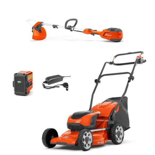 Husqvarna LC137i Battery Push Four Wheeled Lawn Mower & 115il Grass Trimmer Kit